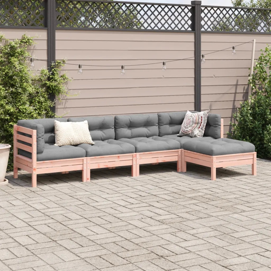 Set Divani Giardino 5 pz Cuscini Legno Massello Abete Douglas 3299394