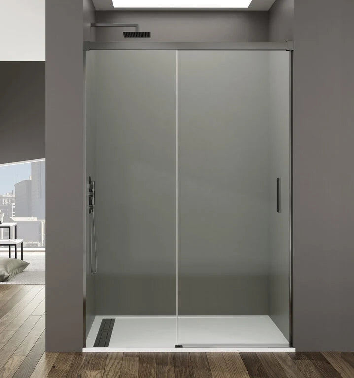 Box doccia frontale BASIC 1 fisso + 1 scorrevole 170-175 cm (66-71) titanio vetro trasparente