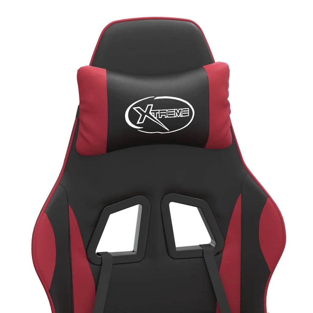 Sedia Gaming Girevole Poggiapiedi Nero e Rosso Vino Similpelle 349586