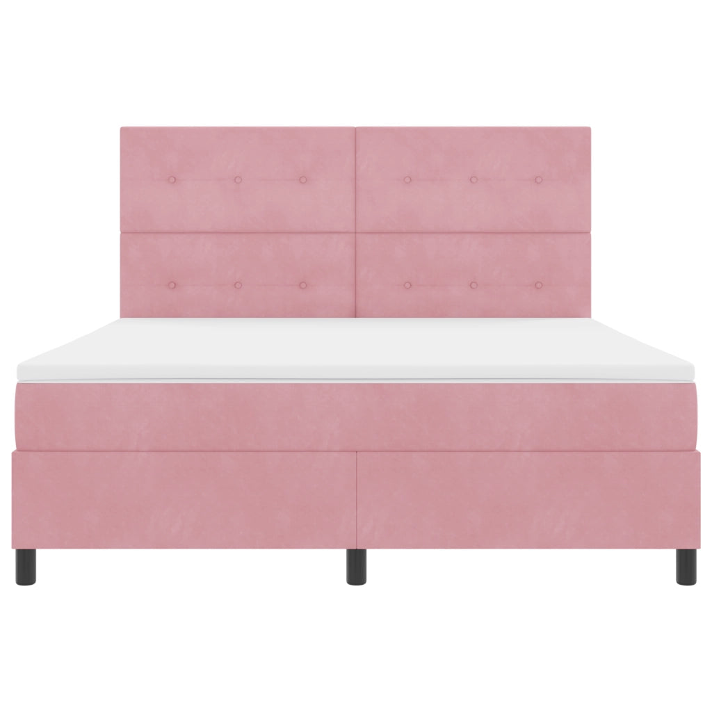 Letto Box Spring con Materasso e LED Rosa 180x200 cm Velluto
