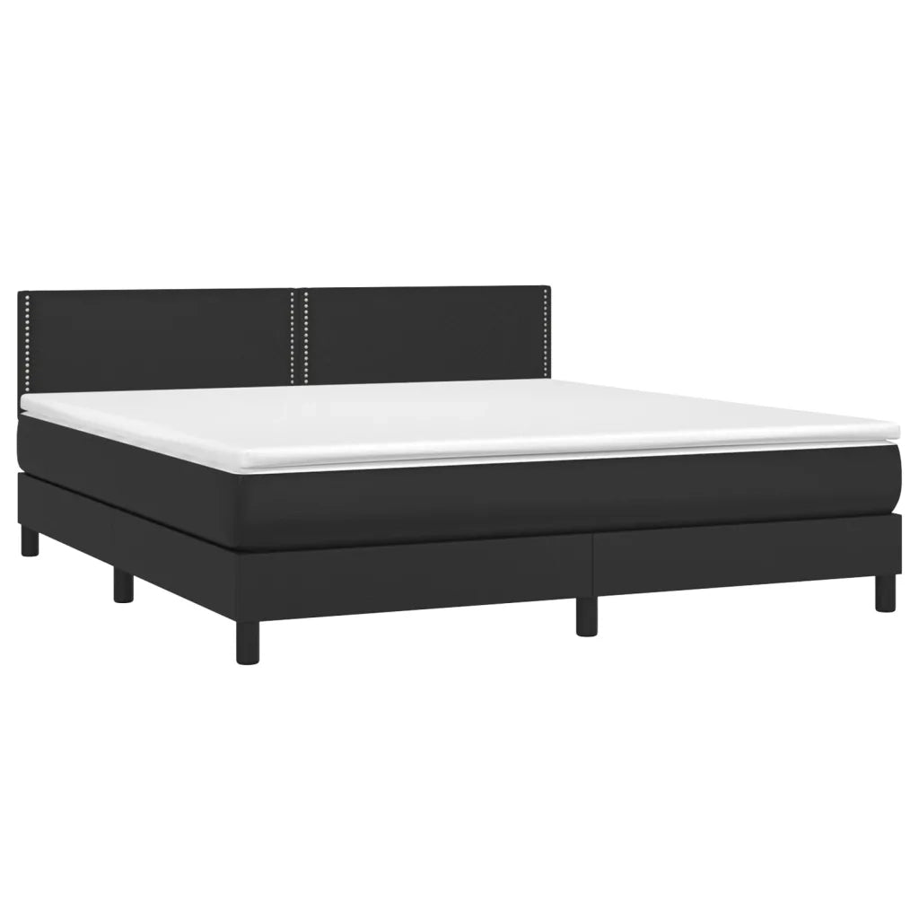 Giroletto a Molle con Materasso e LED Nero 180x200cm Similpelle 3134177