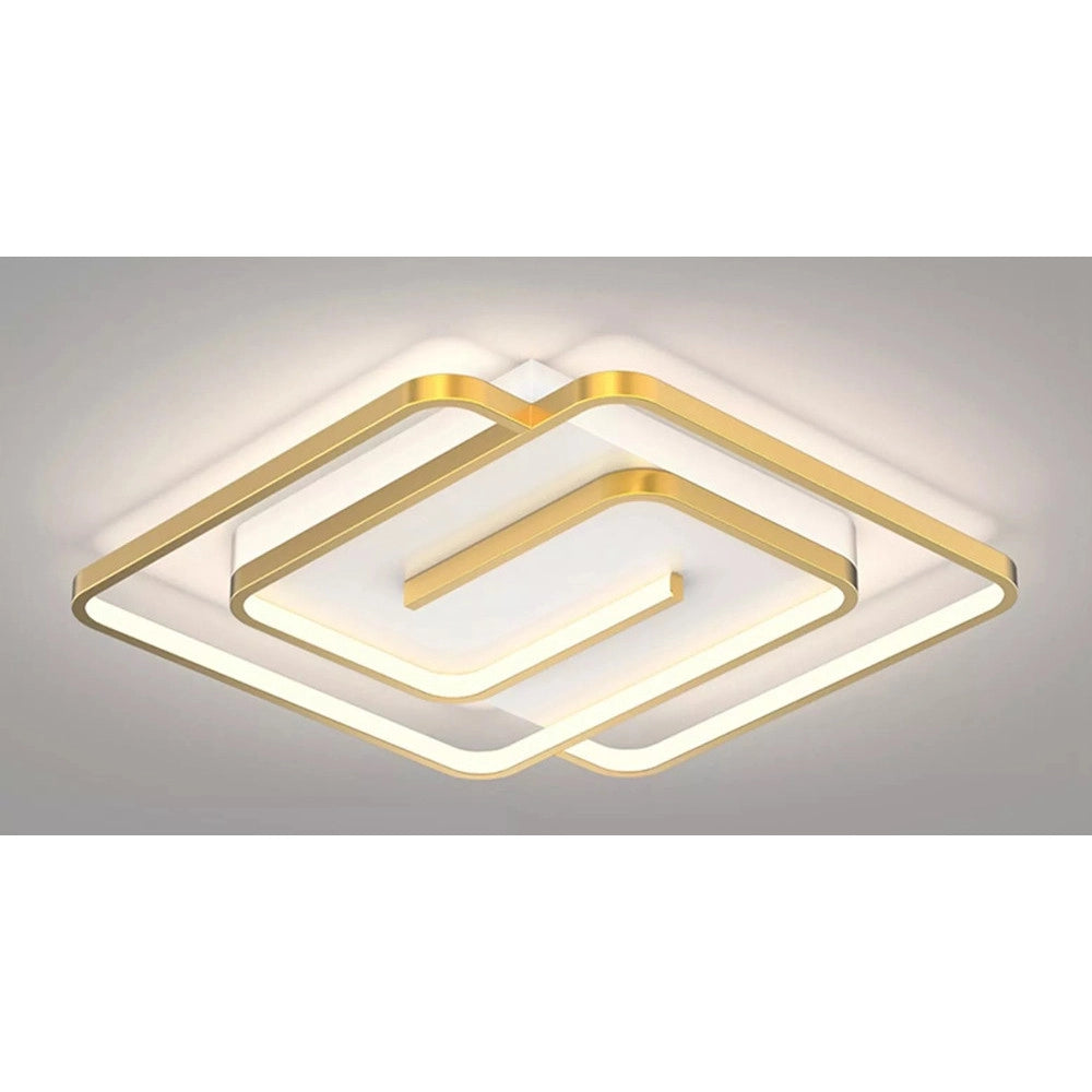 Trade Shop - Plafoniera Led 48w Quadrata Spirale Vortice Oro Lampadario Soffitto Luce 4000k 70654 -