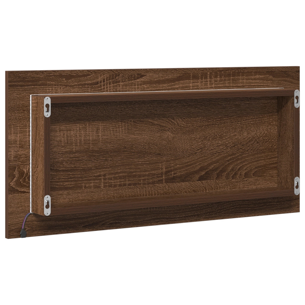 Cabinet del Bagno  con Specchio e Luce LED Rovere Marrone 80x37 cm