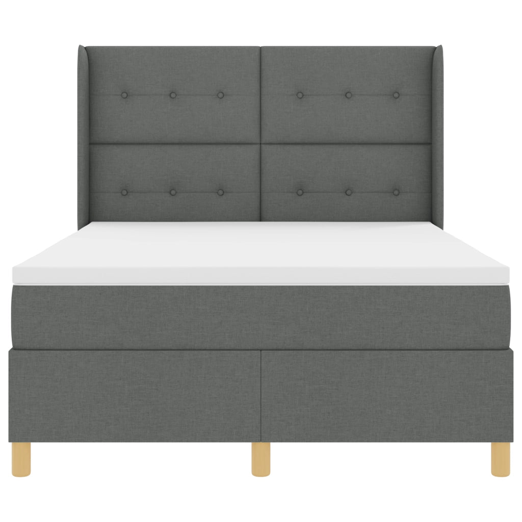 Letto a Box con Materasso - Grigio Scuro, 140x200 cm Tessuto