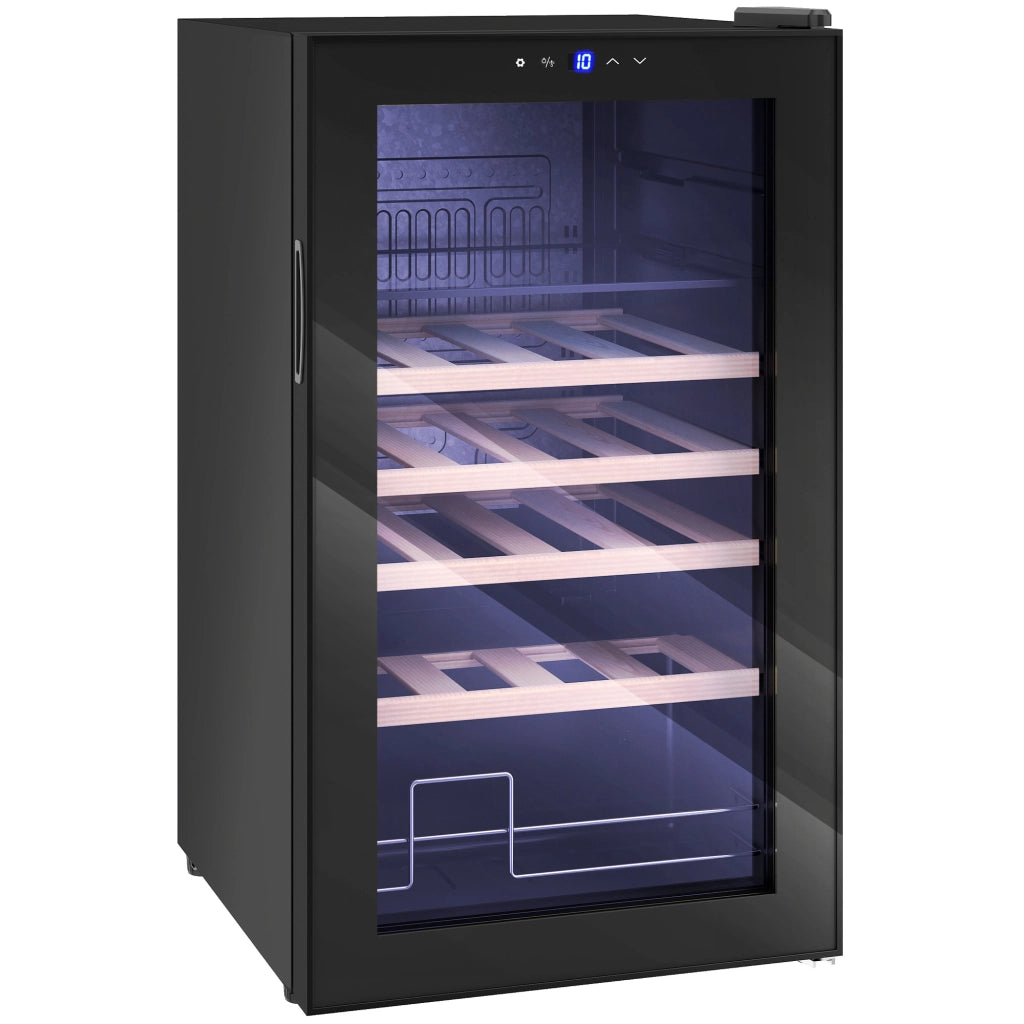 Cantinetta Frigorifero per Vino da 63L con Ripiani Regolabili per 16 Bottiglie e 25 Lattine 43x45x74 cm Nero
