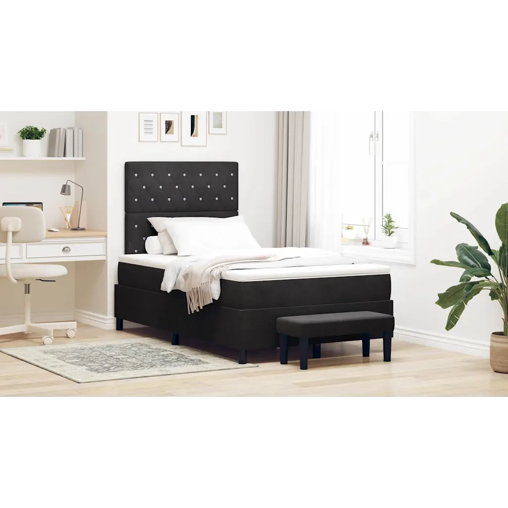 Letto a molle con materasso Nero 120 x 190 cm Velluto 3344434