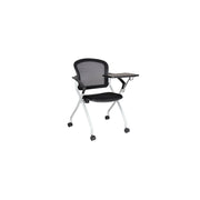 Sedia da ufficio Azzate, Sedia sala da attesa con bracciolo e tavoletta, Seduta ergonomica da attesa, 61x49h84 cm, Nero