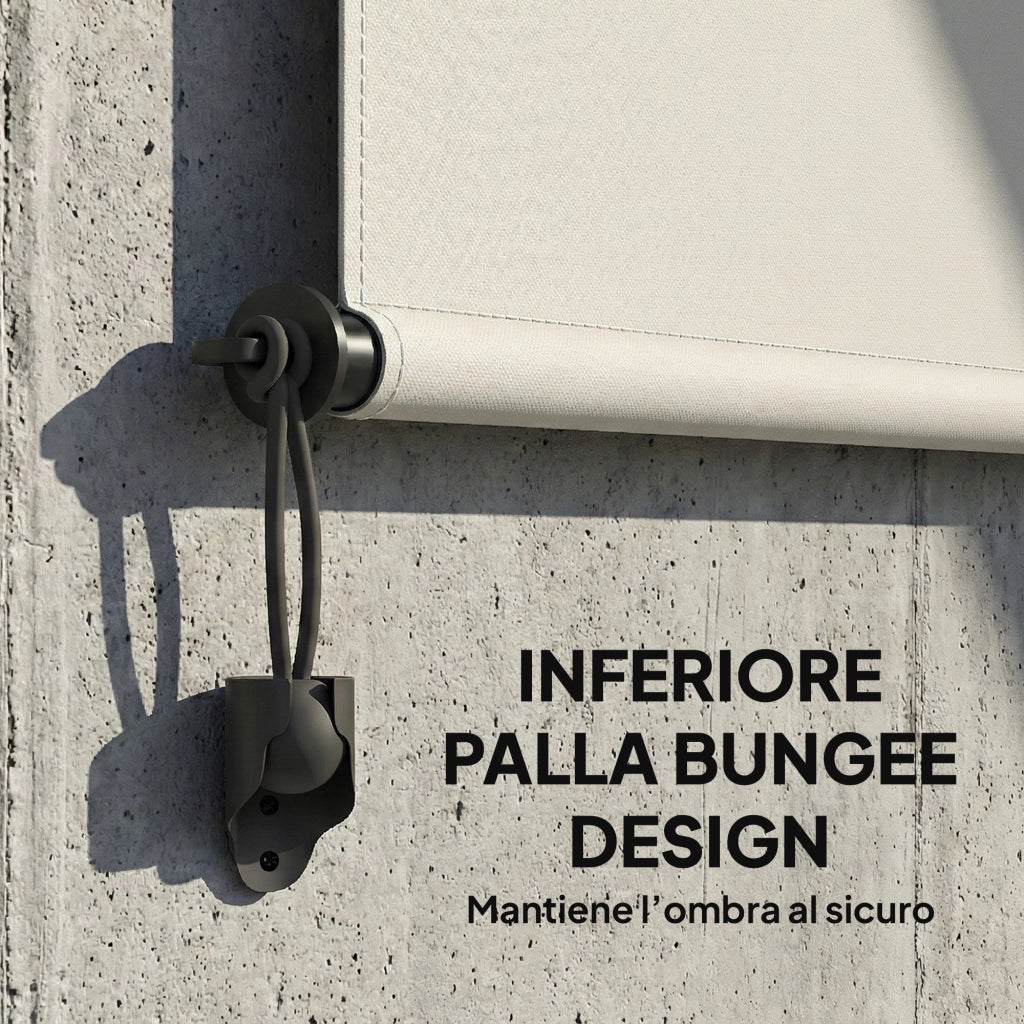 Tenda a Rullo Avvolgibile 250x160 cm con Cassetta in Alluminio e Manovella in Poliestere Anti-UV Bianco Crema