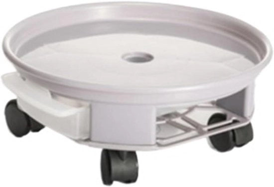 Carrello per piante con contenitore d'acqua e trasferitore di vasi a forma rotonda (bianco 27cm)