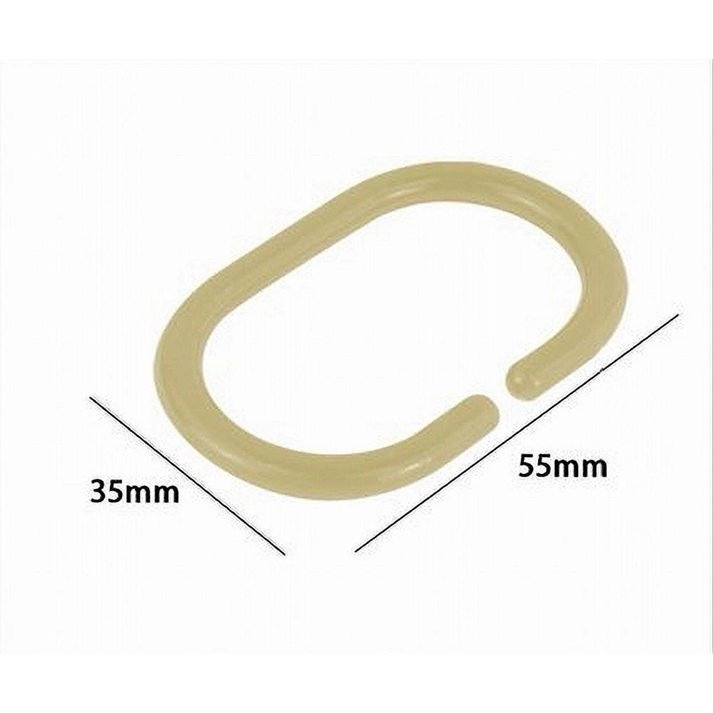 Trade Shop - Set 12 Pz Anelli Gancio Per Tenda Da Doccia Box Bagno In Plastica Pp Beige 87244 -