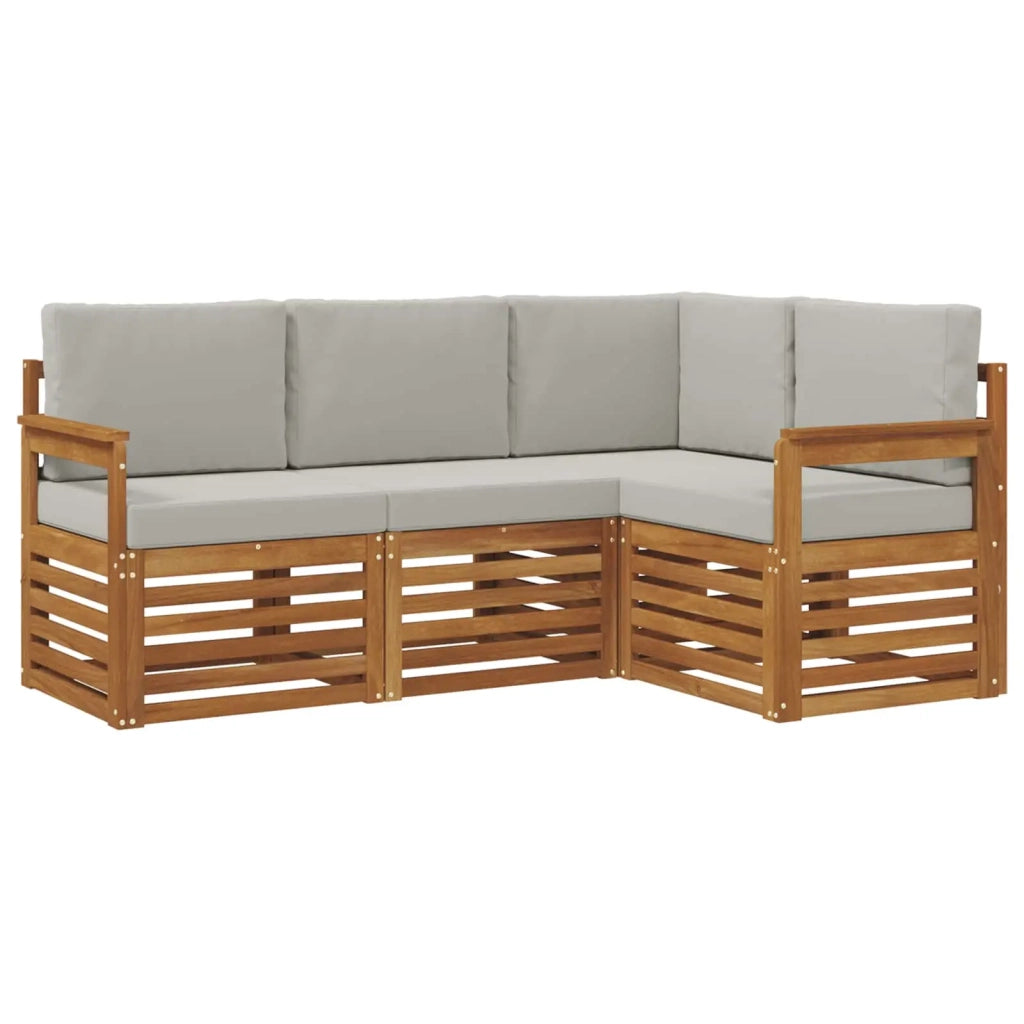 Set divani con cuscino 4 pcs Grigio Naturale e Chiaro