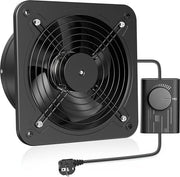 Ventilatore di scarico 200 mm con regolatore di velocità - Silenzioso e efficiente in energia - Con valvola di ritorno - Spina EU - Per garage cucina soffitta ventilazione finestra