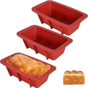 Mini forme per pane in silicone, 3 forme per pane in silicone, forma per pane in silicone antiaderente, forma per pane in silicone per pane casalingo, dolci, panettone, brownies, rosso (17 cm)
