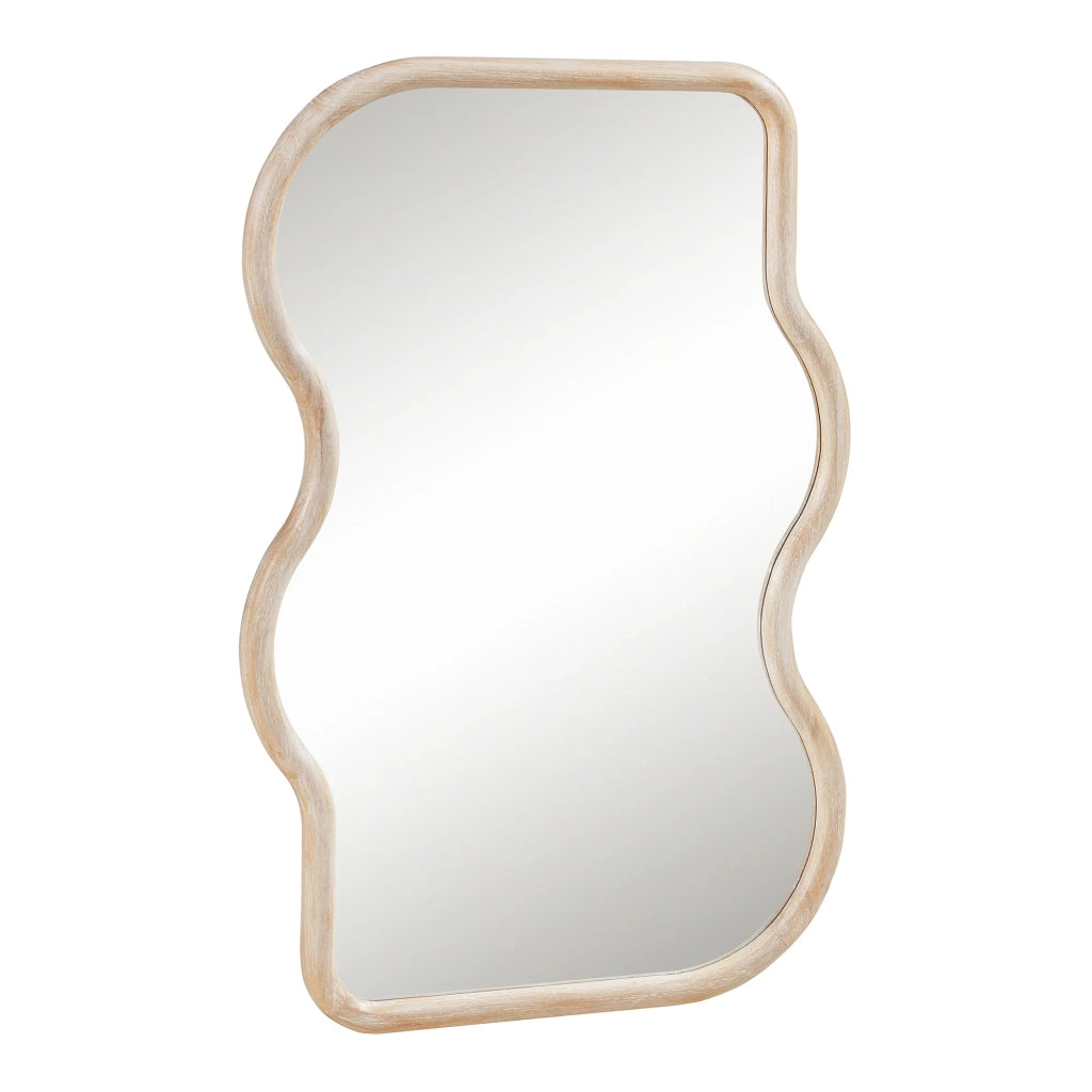 Specchio decorativo moderno da parete 90 x 60 cm effetto rovere beige 03_0010174