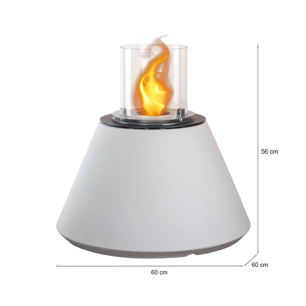 Camino a bioetanolo Parbo, Caminetto ecologico, Focolare senza fumo, Riscaldatore ad etanolo, Made in Italy, 60x60 h56 cm, Bianco