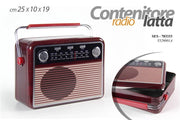 CONTENITORE DI LATTA MULTIUSO "RADIO VINTAGE" 18,7X10X25H CM