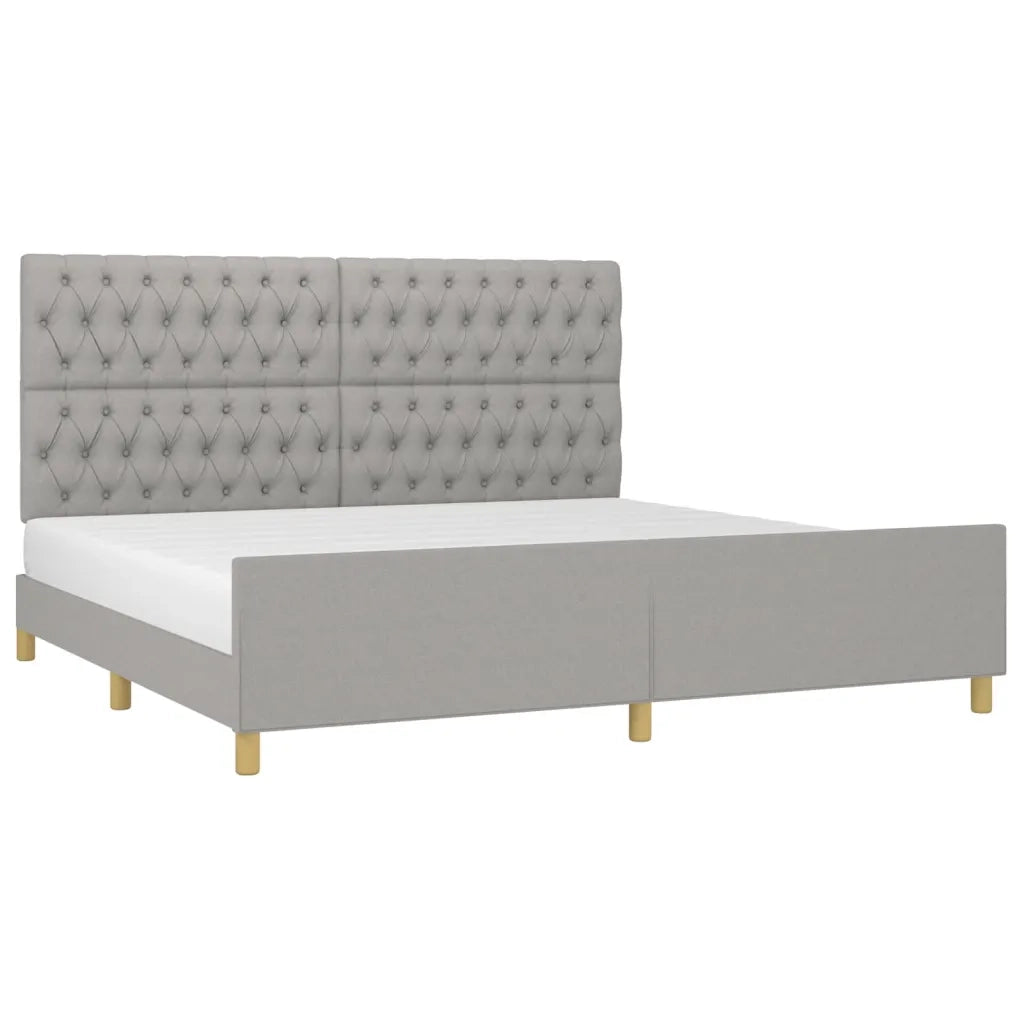 Letto matrimoniale | Letto per adulti | Giroletto con Testiera Grigio Chiaro 200x200 cm in Tessuto
