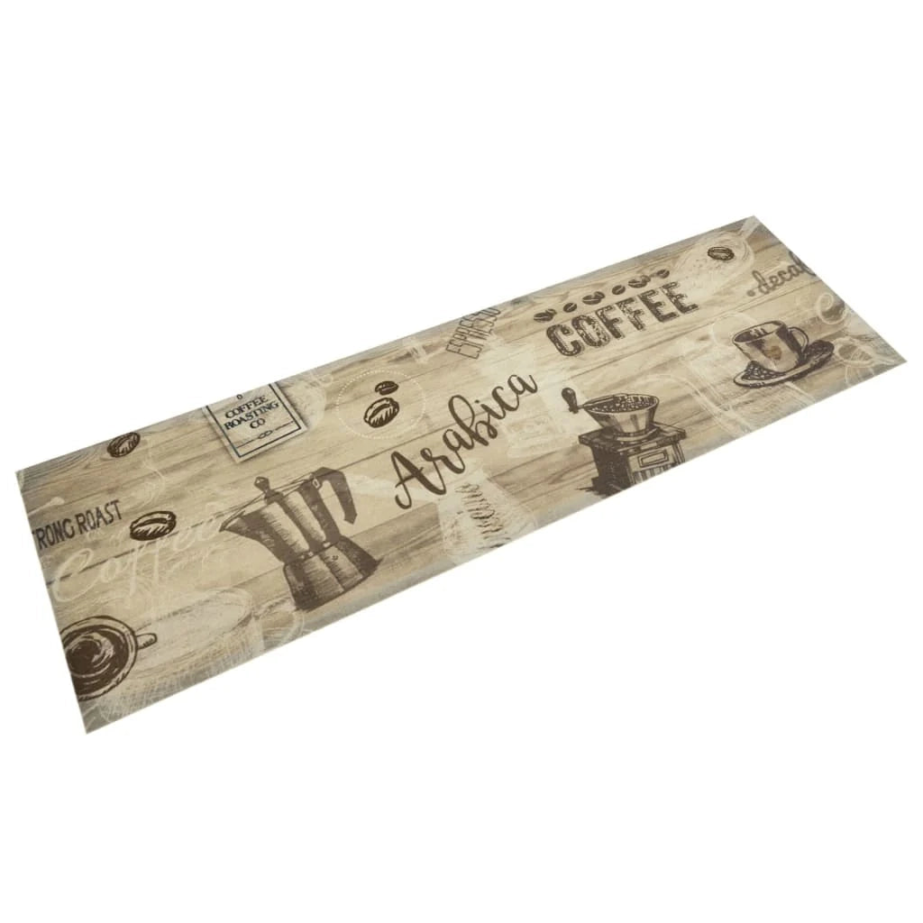 Tappetino da cucina lavabile design elegante 150 x 45 cm antiscivolo morbido velluto marrone 02_0056417
