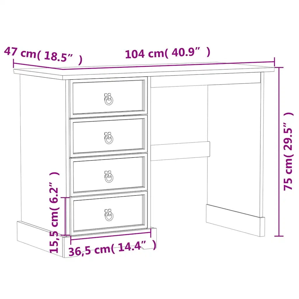 Toeletta Corona 104x47x75 cm in Legno Massello di Pino 4005684