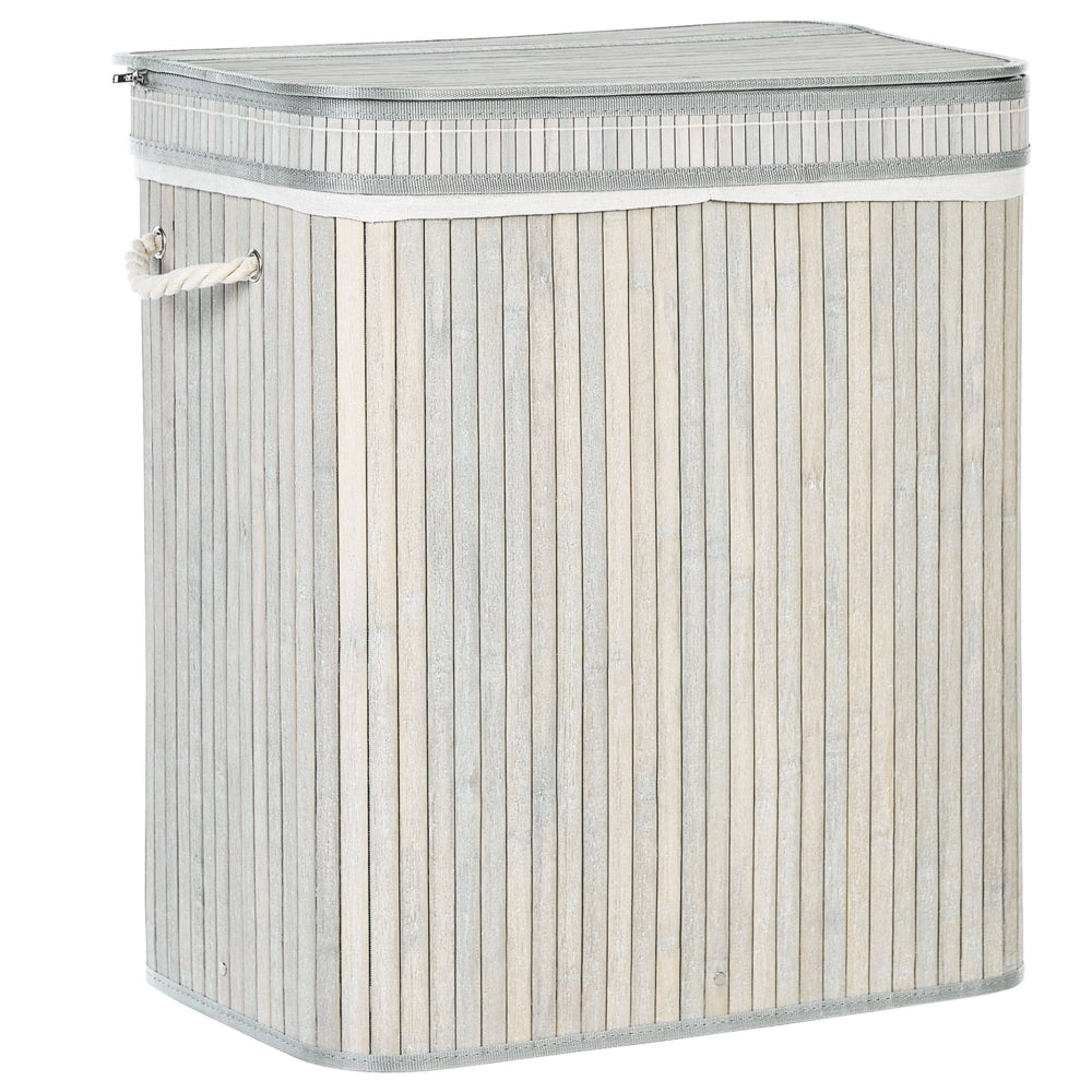 Cestino portaoggetti in bambù grigio con coperchio Cestino per biancheria Accessori pratici lavanderia bucato