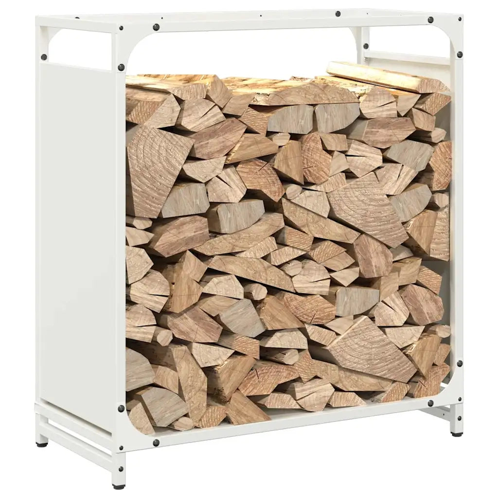 Rastrelliera per Legna da Ardere Bianca 60x28x65 cm 864200