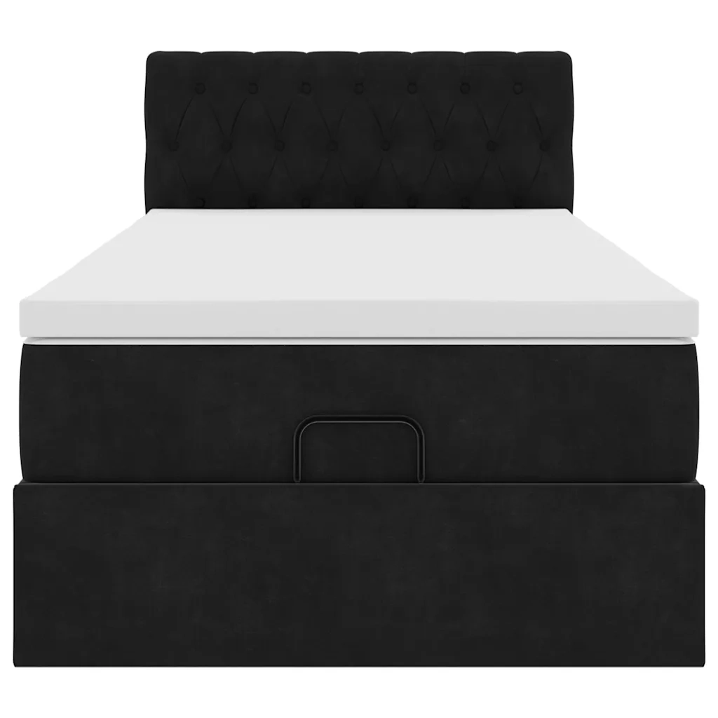 Pouf Letto con Materasso e LED Nero 80x200cm in Velluto 3312658