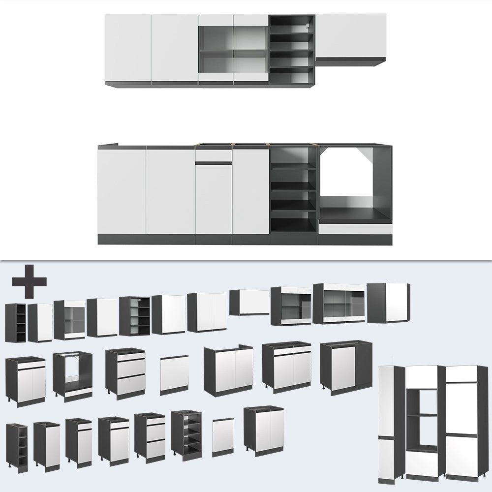 Vicco Cucina componibile Bianco/antracite 240 cm Forma a J