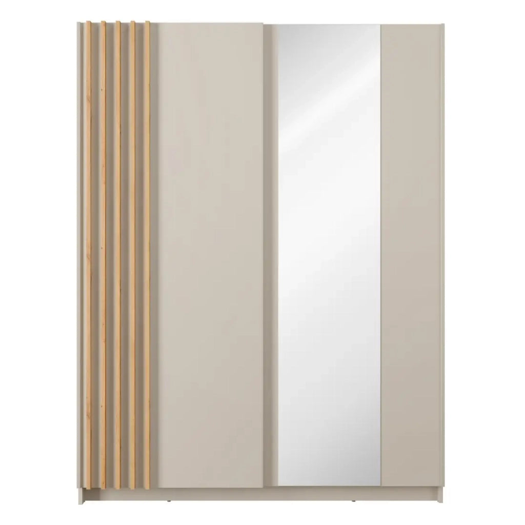 Armadio VARIA 150 cm cachemire e quercia con specchio e porte scorrevoli