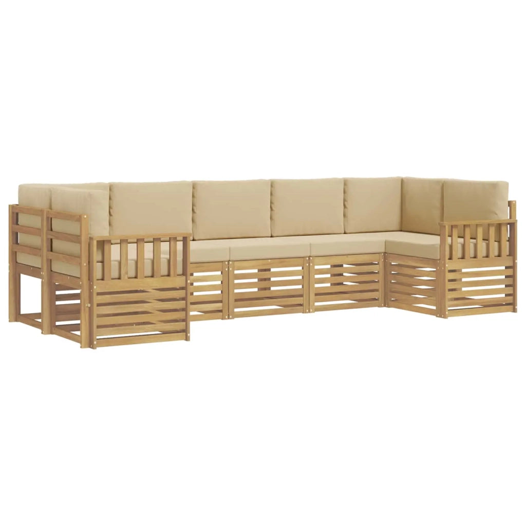 Set di divani da esterno 6 pcs Bianco e Beige