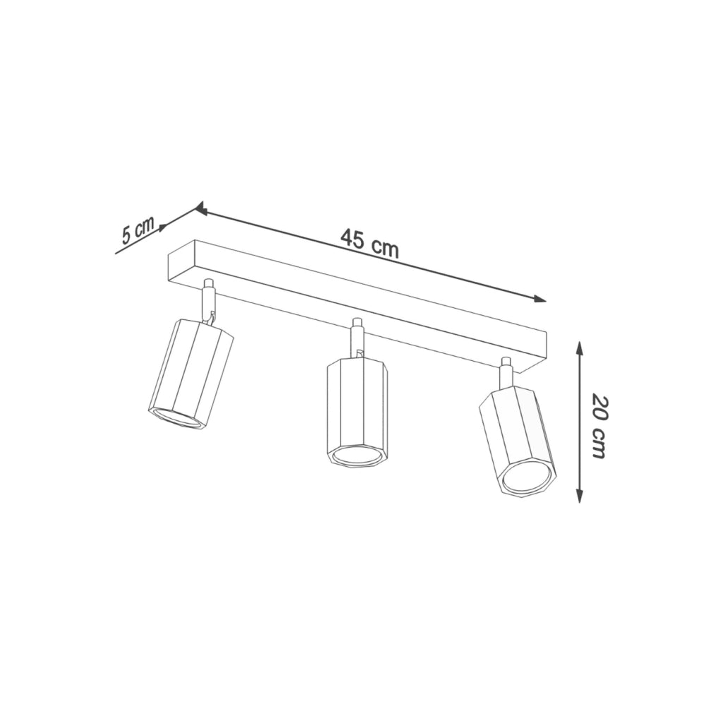 Plafoniera RUVANO 3luci rovere scuro GU10 Pure Lume