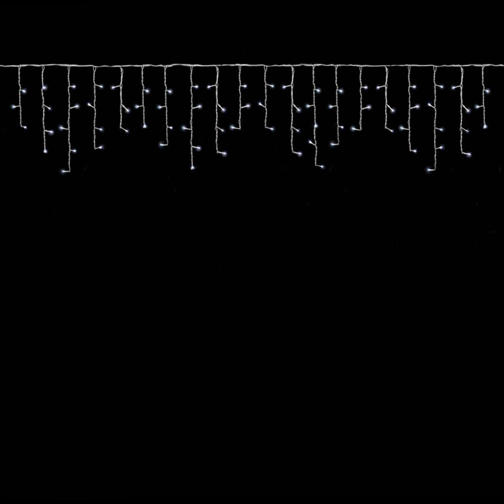 Tenda luminosa natale 380 led 10 Metri prolungabile luce bianca fredda fissa e bianca flash stalattiti da balcone facciata