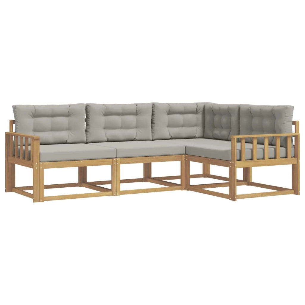 Set di divani da esterno 3 pcs Bianco e Grigio Chiaro