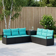 Set di divani 7 pz Nero e Blu Rattan sintetico e Acciaio 3448716