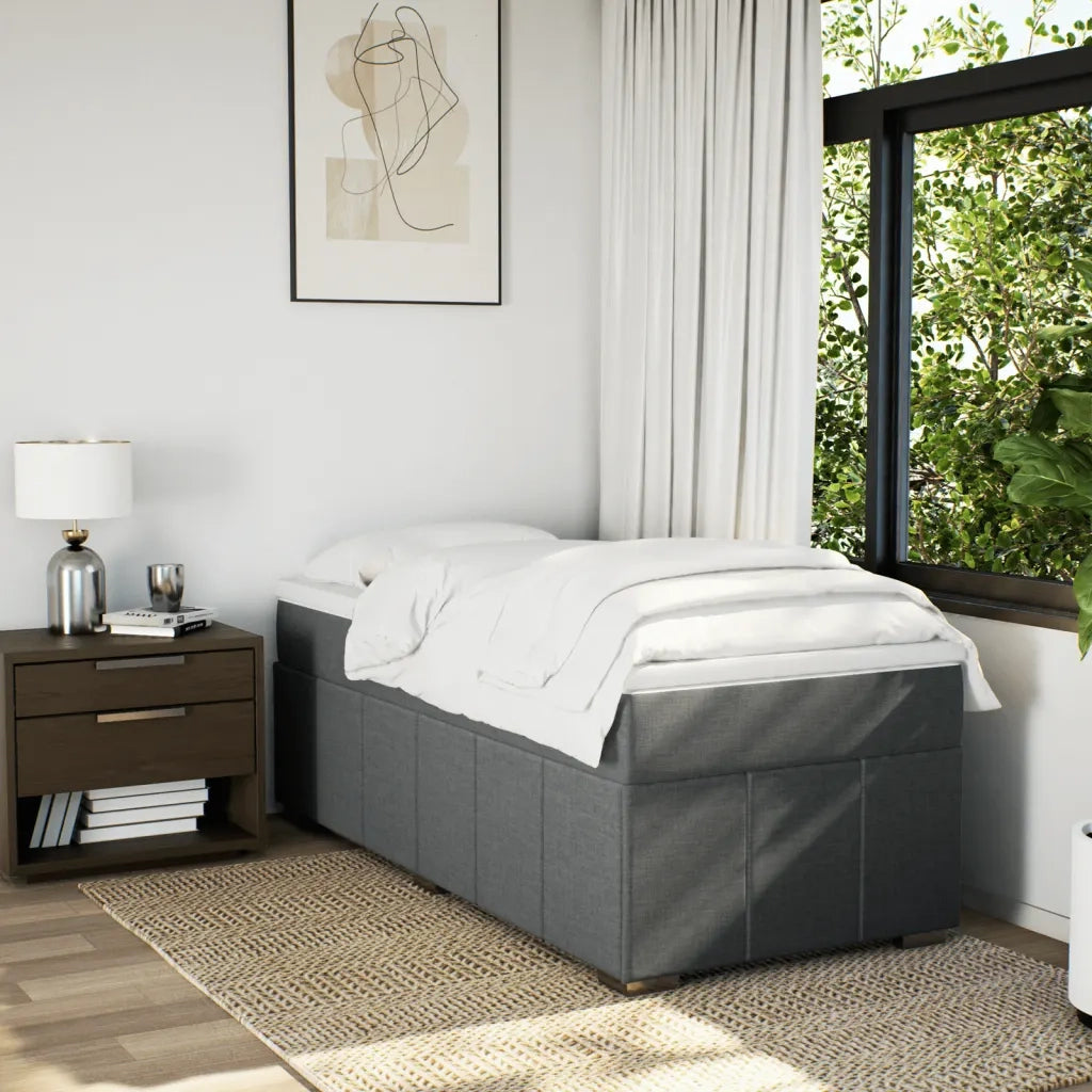 Giroletto a Molle con Materasso Grigio Scuro 80x200 cm Tessuto