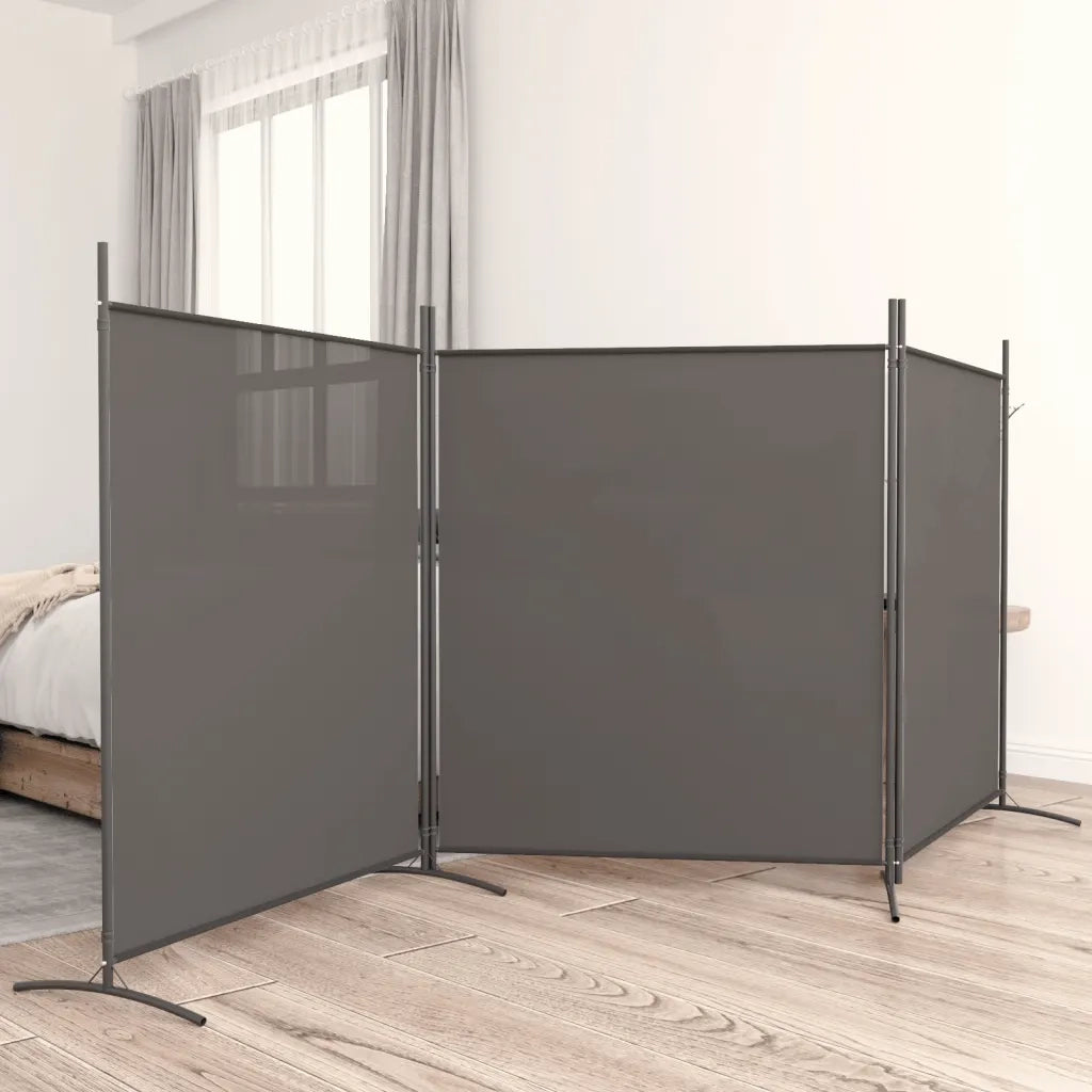 Divisorio Ambienti | Divider per stanze | Paravento a 3 Pannelli Antracite 525x180 cm in Tessuto