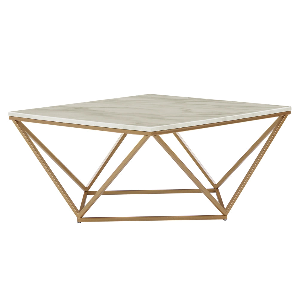 Tavolino da caffè con piano beige e gambe oro