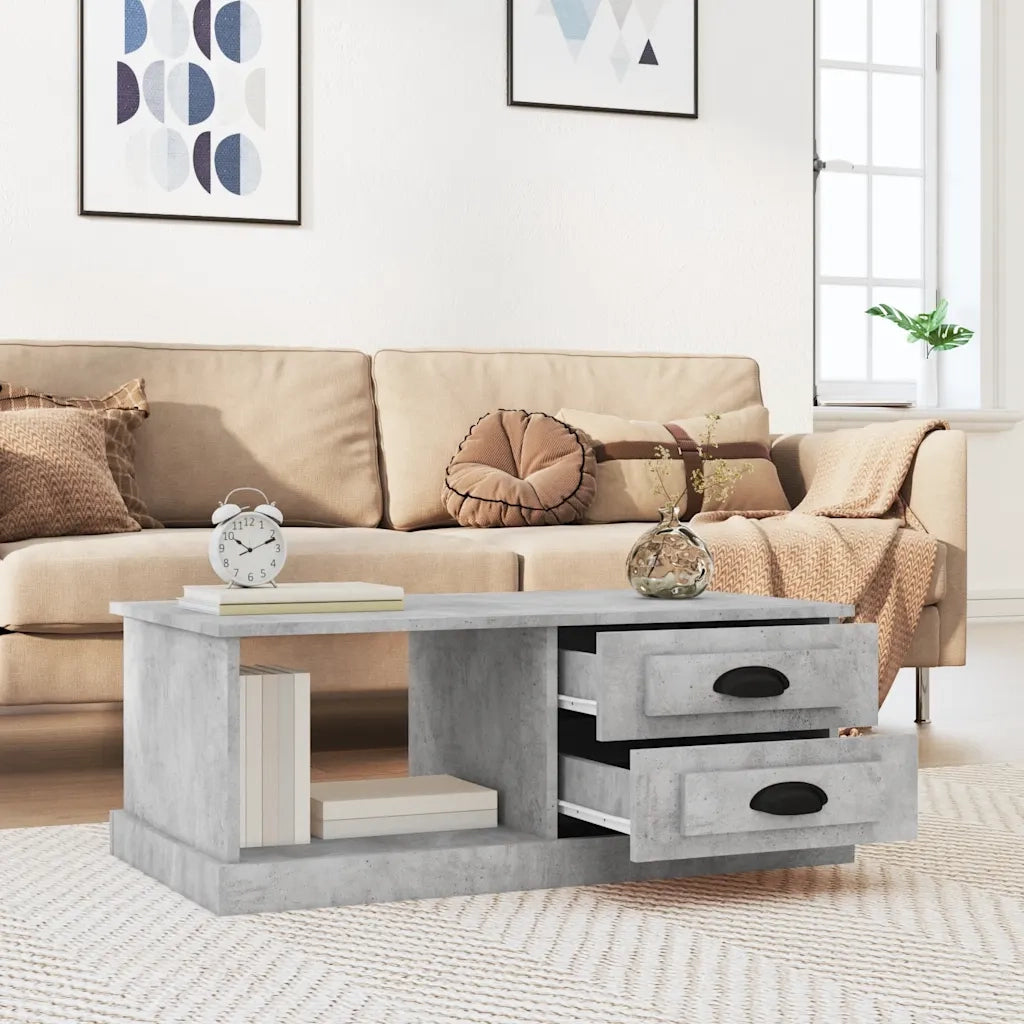 Tavolino Salotto Grigio Cemento 90x50x35 cm Legno Multistratocod mxl 81966