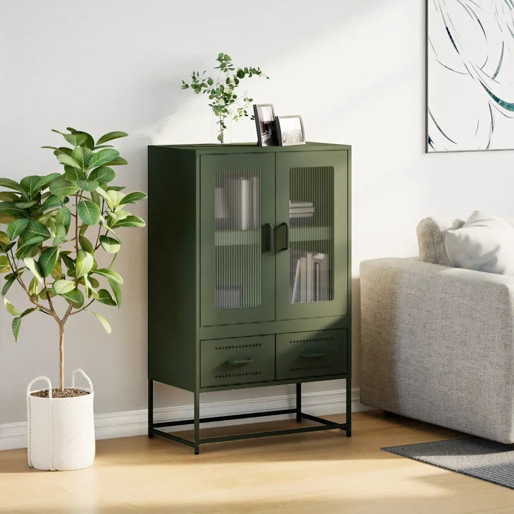 vidaXL Credenza Verde Oliva 68x39x111,5 cm in Acciaio
