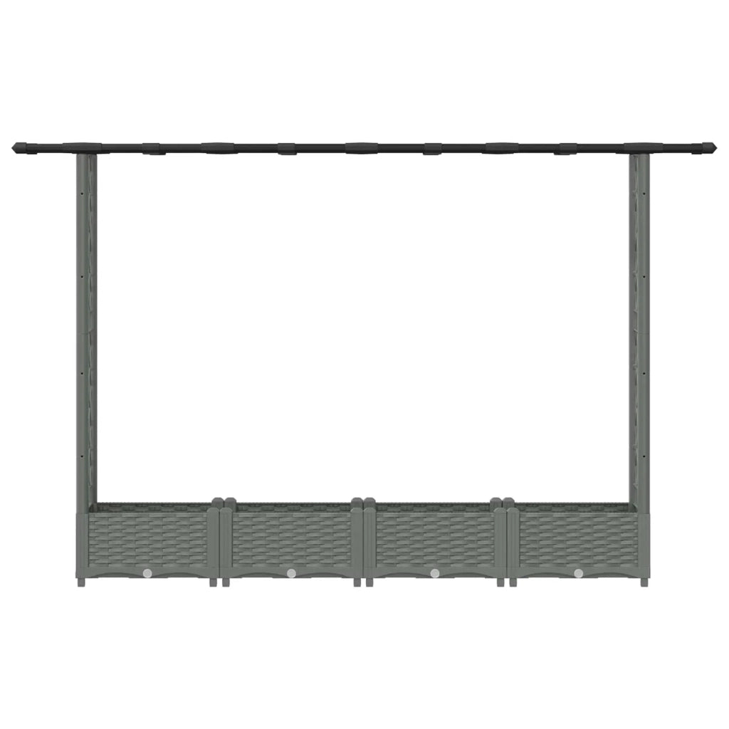 Letto Rialzato con Griglia e Tetto Grigio Chiaro PP 42032589