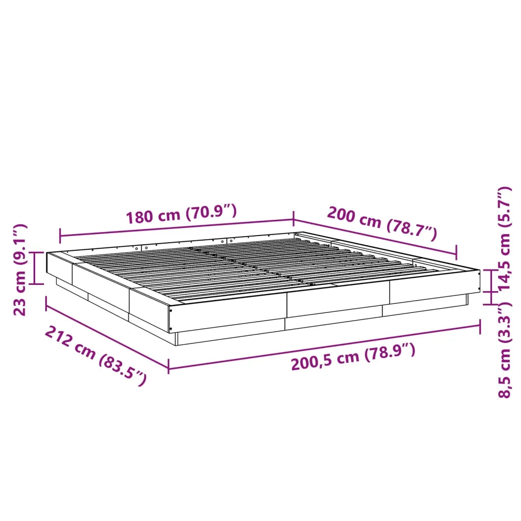 Giroletto Grigio Sonoma 180x200 cm in Legno Multistrato 3281173
