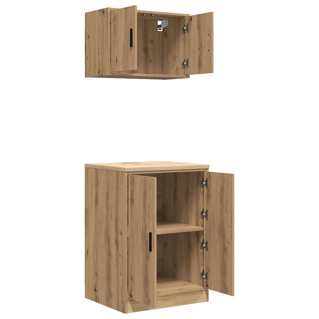 vidaXL Armadi da Garage 2 pz Rovere Artigianale in Legno Multistrato