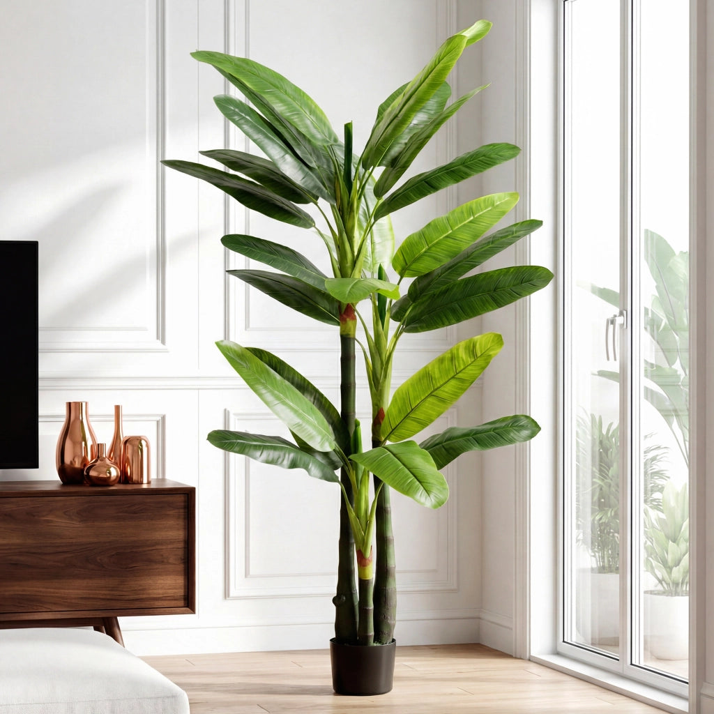Albero di Banano Finto Pianta Artificiale Verde per Giardino ¨C Zephmum ¨C 180 cm