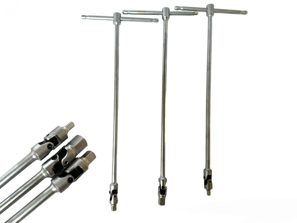 SET 3 CHIAVI MANICO A T CON SNODO SNODABILE MISURA 1/4-1/2-3/8 LUNGHEZZA 45cm