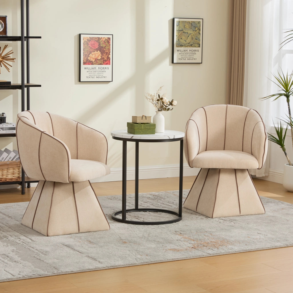 Poltrona girevole in Chenille, seduta ergonomica con schienale alto, colore Camel, per camera da letto e soggiorno