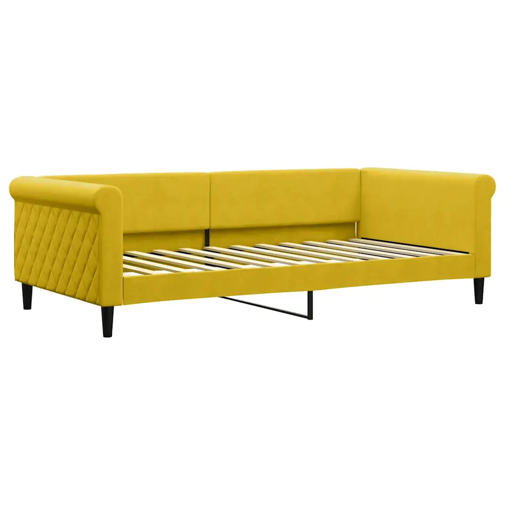 Divano Letto Estraibile con Cassetti Giallo 100x200cm Velluto 3197831