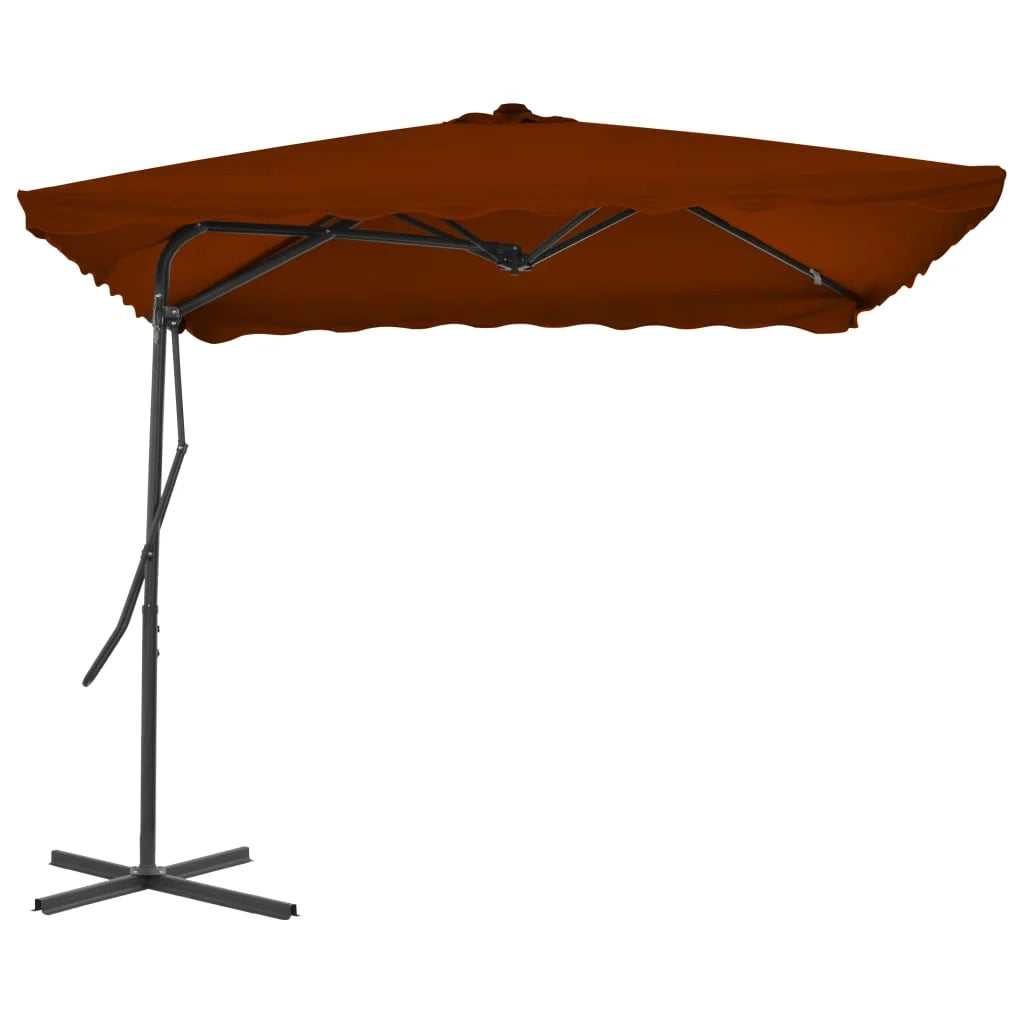Ombrellone da esterno con palo in acciaio 250 x 250 x 230 cm arancione scuro 02_0008209