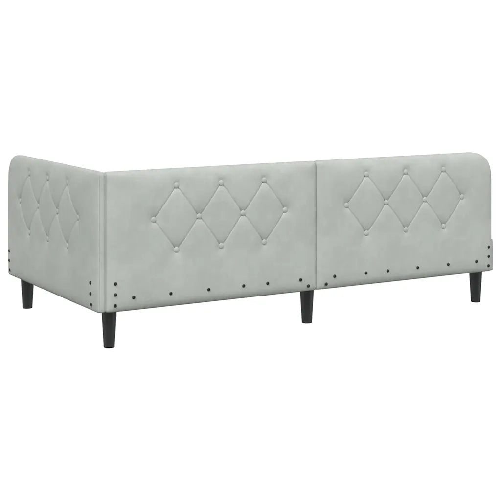 Cornice del letto ad angolo Grigio chiaro 90 x 200 cm Velluto