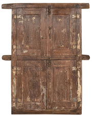 Biscottini Finestra finestrina grata porta in legno massello e in ferro antica e vecchia con telaio da interno o da esterno