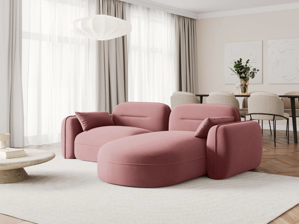 Cosmopolitan Design - Divano angolare modulare destro "Sydney" 3 posti in velluto salmone 