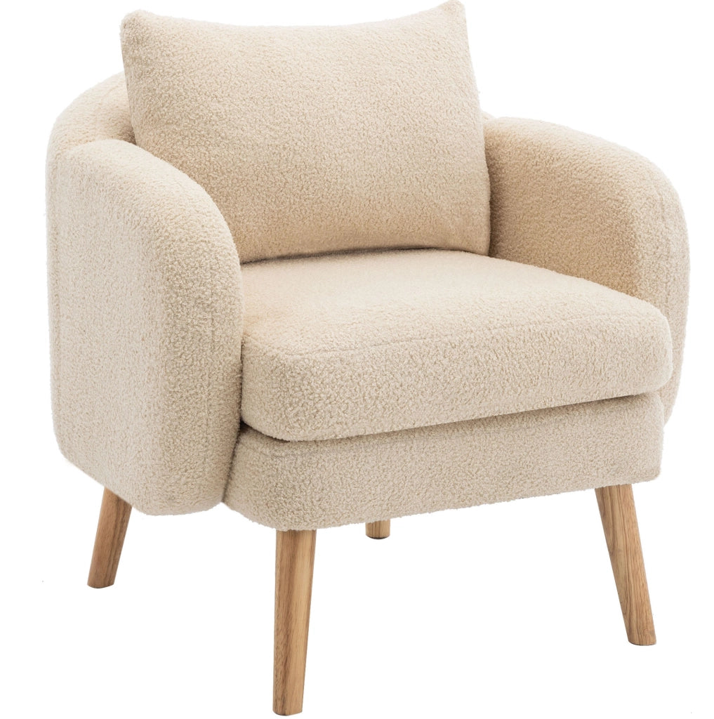 Poltrona singola in Teddy con cuscino; 71x72x71 cm; beige
